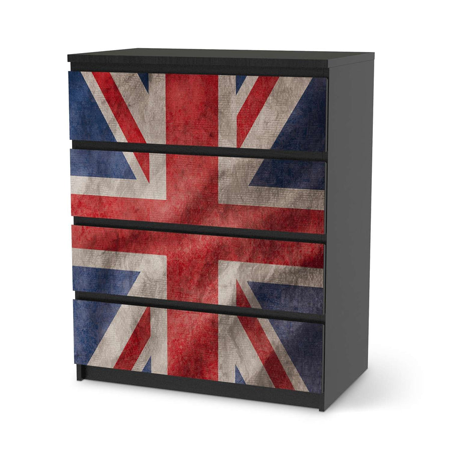 Folie für Möbel Union Jack - IKEA Malm Kommode 4 Schubladen - schwarz