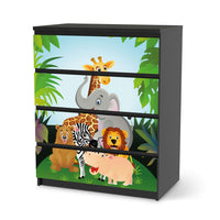 Folie für Möbel Wild Animals - IKEA Malm Kommode 4 Schubladen - schwarz