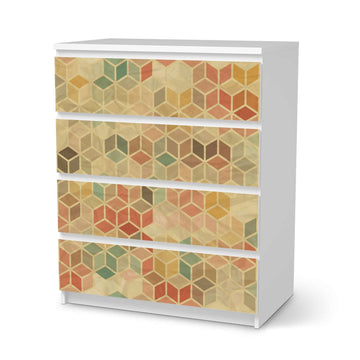 Folie für Möbel 3D Retro - IKEA Malm Kommode 4 Schubladen  - weiss