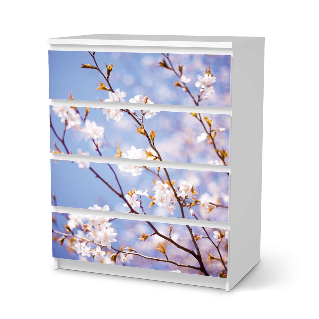 Folie für Möbel Apple Blossoms - IKEA Malm Kommode 4 Schubladen  - weiss