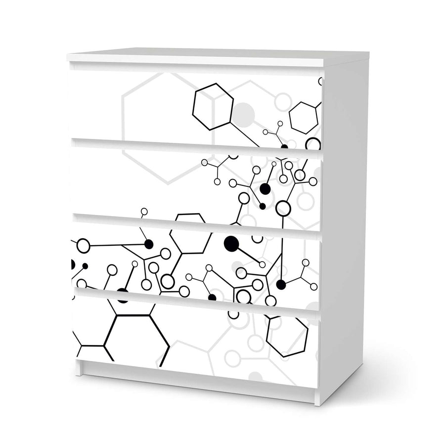 Folie für Möbel Atomic 1 - IKEA Malm Kommode 4 Schubladen  - weiss