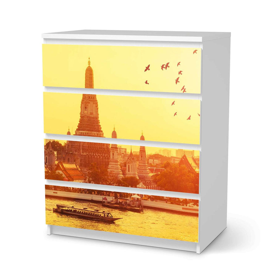 Folie für Möbel Bangkok Sunset - IKEA Malm Kommode 4 Schubladen  - weiss