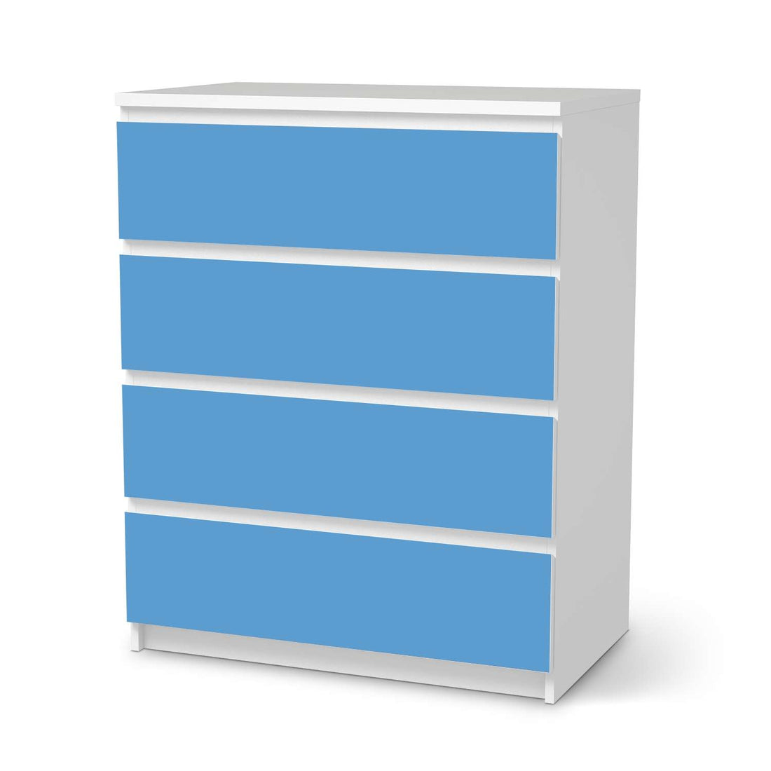 Folie für Möbel Blau Light - IKEA Malm Kommode 4 Schubladen  - weiss