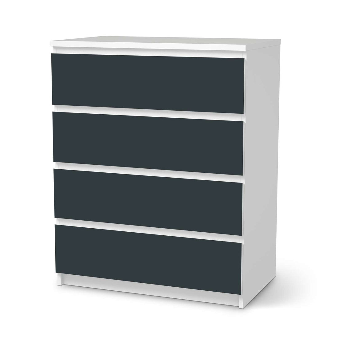 Folie für Möbel Blaugrau Dark - IKEA Malm Kommode 4 Schubladen  - weiss