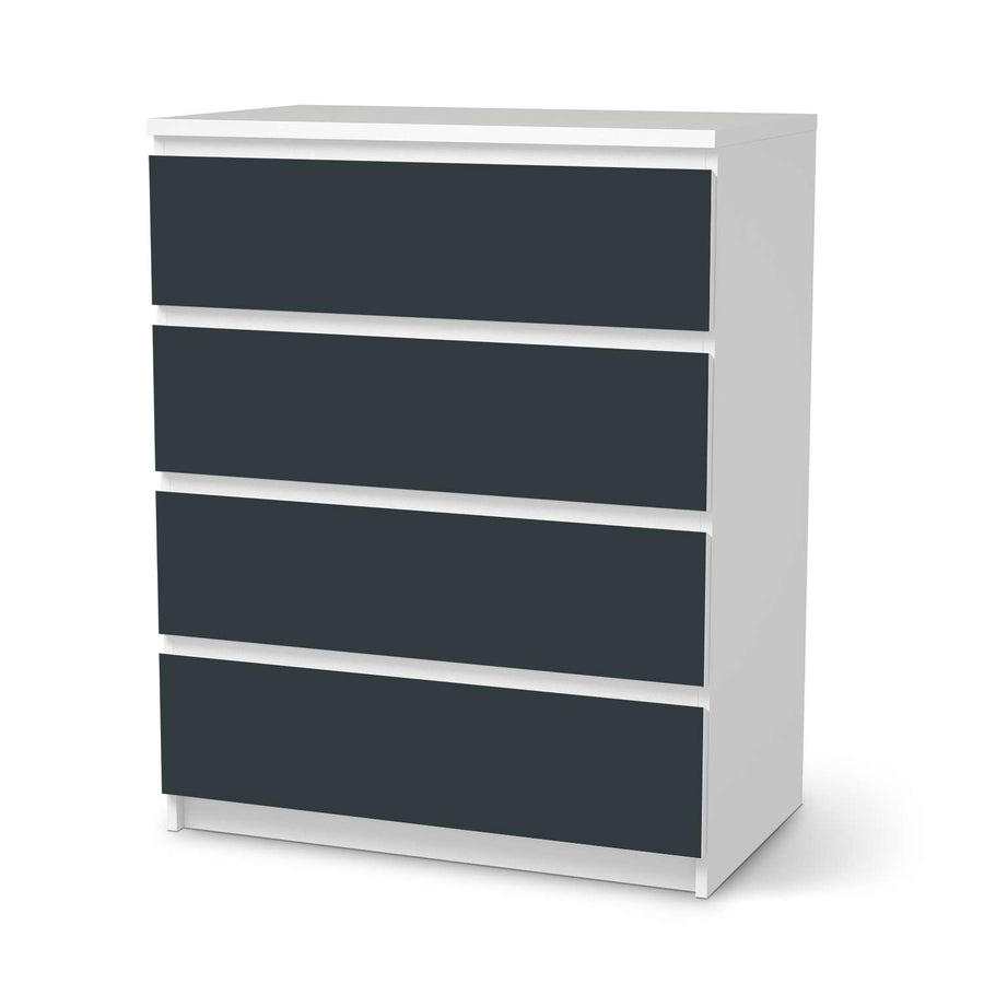 Folie für Möbel Blaugrau Dark - IKEA Malm Kommode 4 Schubladen  - weiss