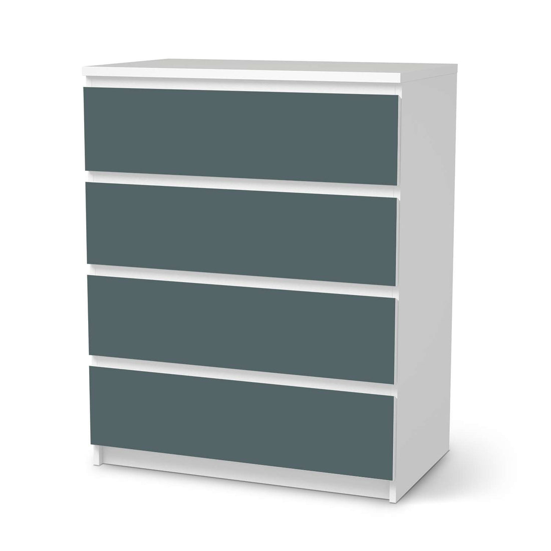 Folie für Möbel Blaugrau Light - IKEA Malm Kommode 4 Schubladen  - weiss