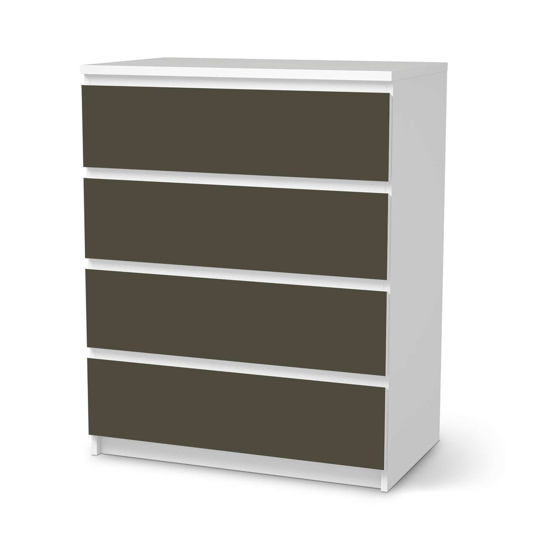 Folie für Möbel Braungrau Dark - IKEA Malm Kommode 4 Schubladen  - weiss