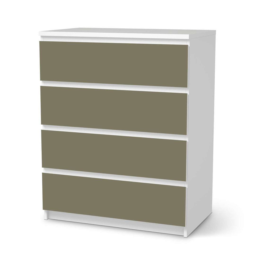 Folie für Möbel Braungrau Light - IKEA Malm Kommode 4 Schubladen  - weiss