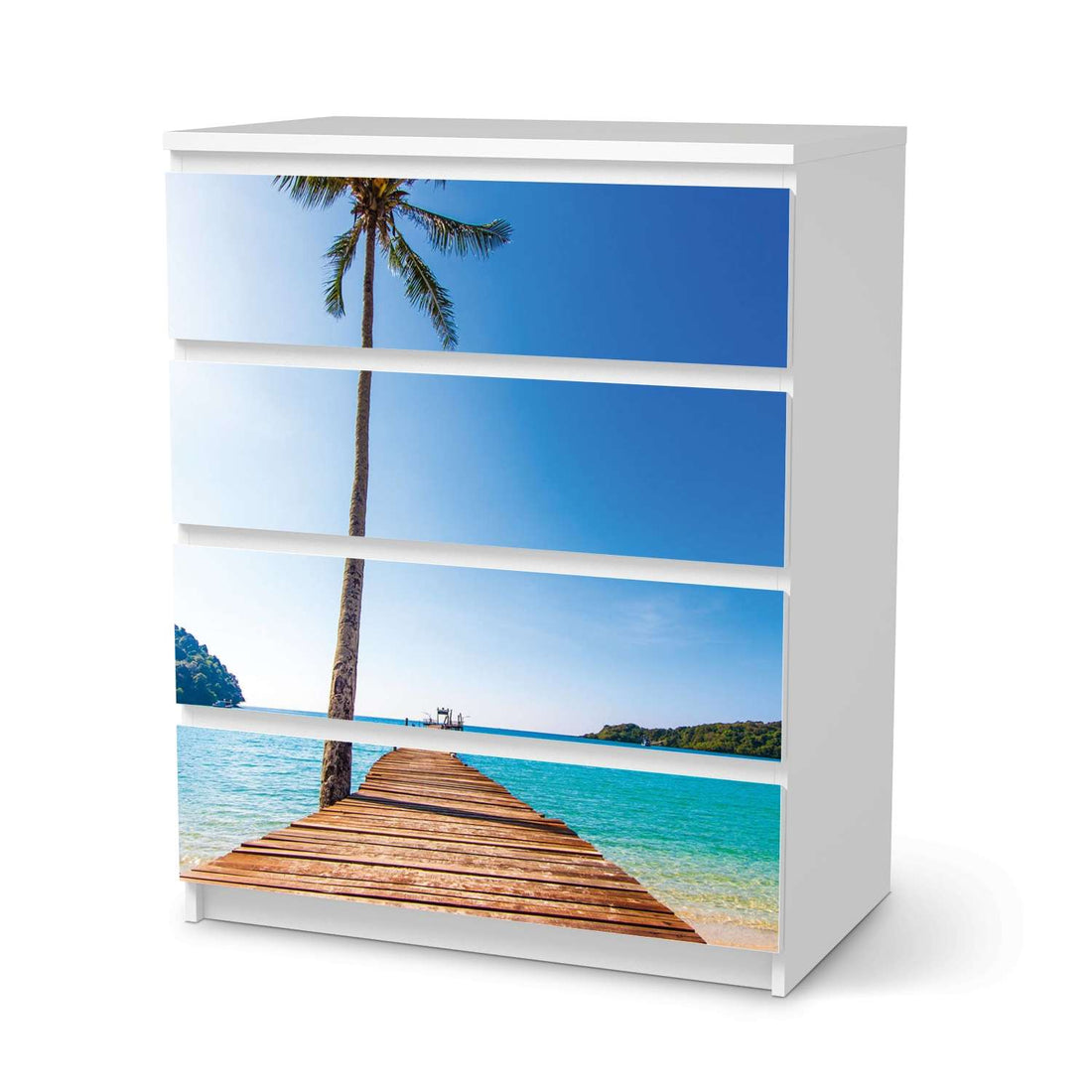 Folie für Möbel Caribbean - IKEA Malm Kommode 4 Schubladen  - weiss