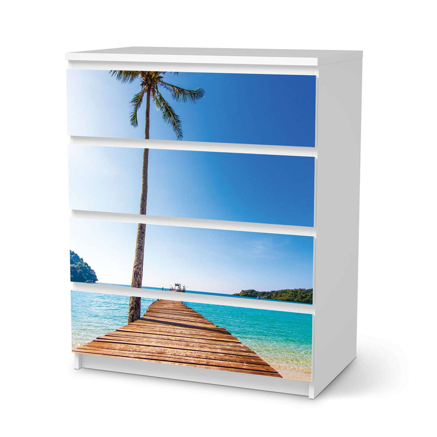 Folie für Möbel Caribbean - IKEA Malm Kommode 4 Schubladen  - weiss