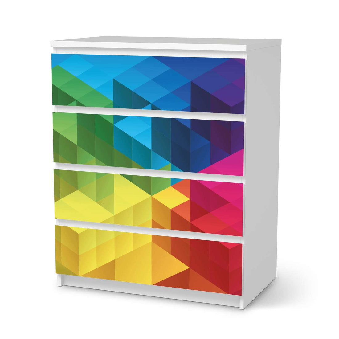 Folie für Möbel Colored Cubes - IKEA Malm Kommode 4 Schubladen  - weiss