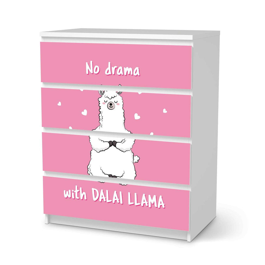 Folie für Möbel Dalai Llama - IKEA Malm Kommode 4 Schubladen  - weiss