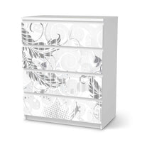 Folie für Möbel Florals Plain 2 - IKEA Malm Kommode 4 Schubladen  - weiss