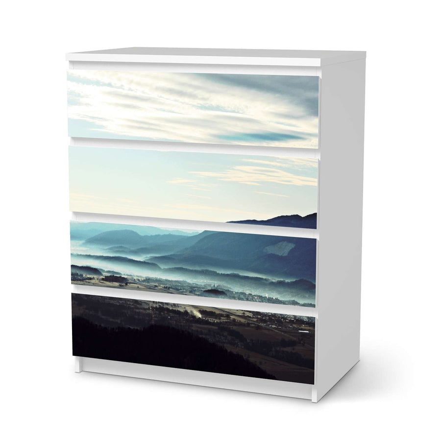 Folie für Möbel Fog Village - IKEA Malm Kommode 4 Schubladen  - weiss