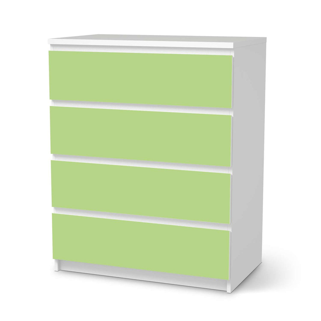 Folie für Möbel Hellgrün Light - IKEA Malm Kommode 4 Schubladen  - weiss