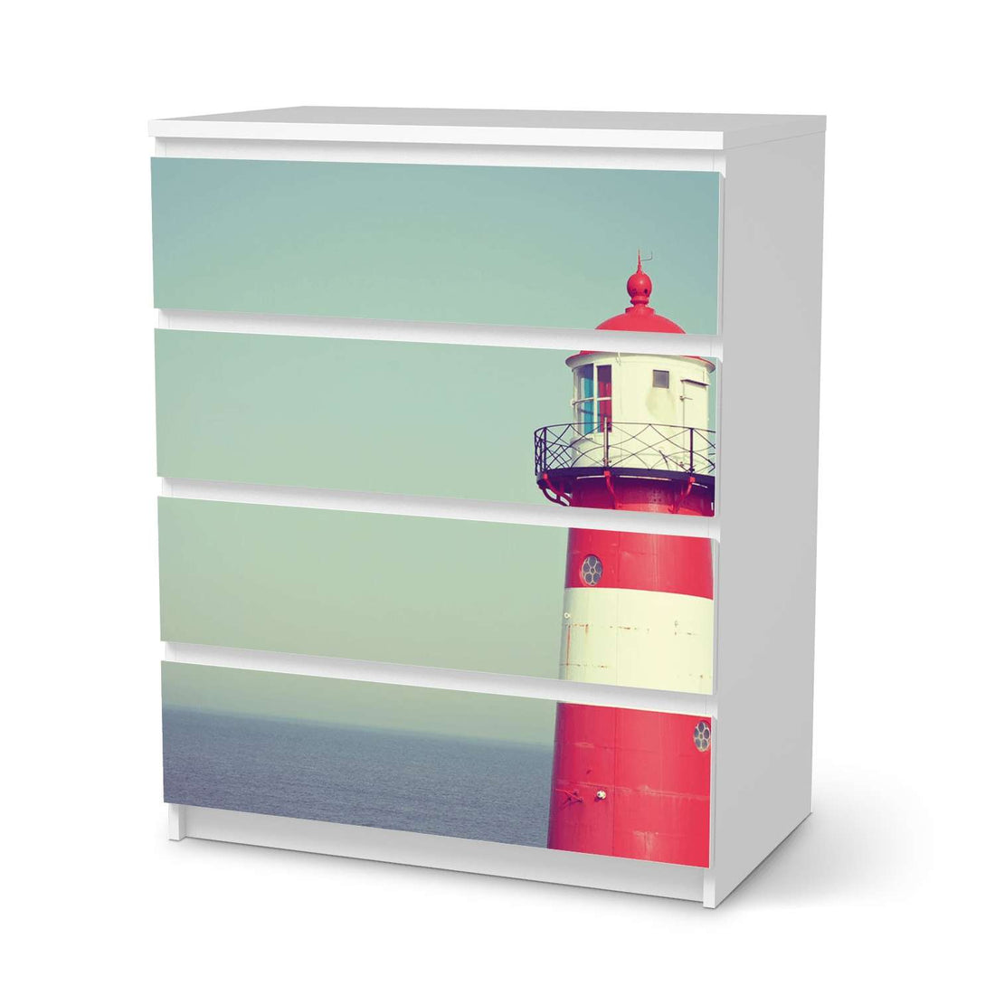 Folie für Möbel Leuchtturm - IKEA Malm Kommode 4 Schubladen  - weiss