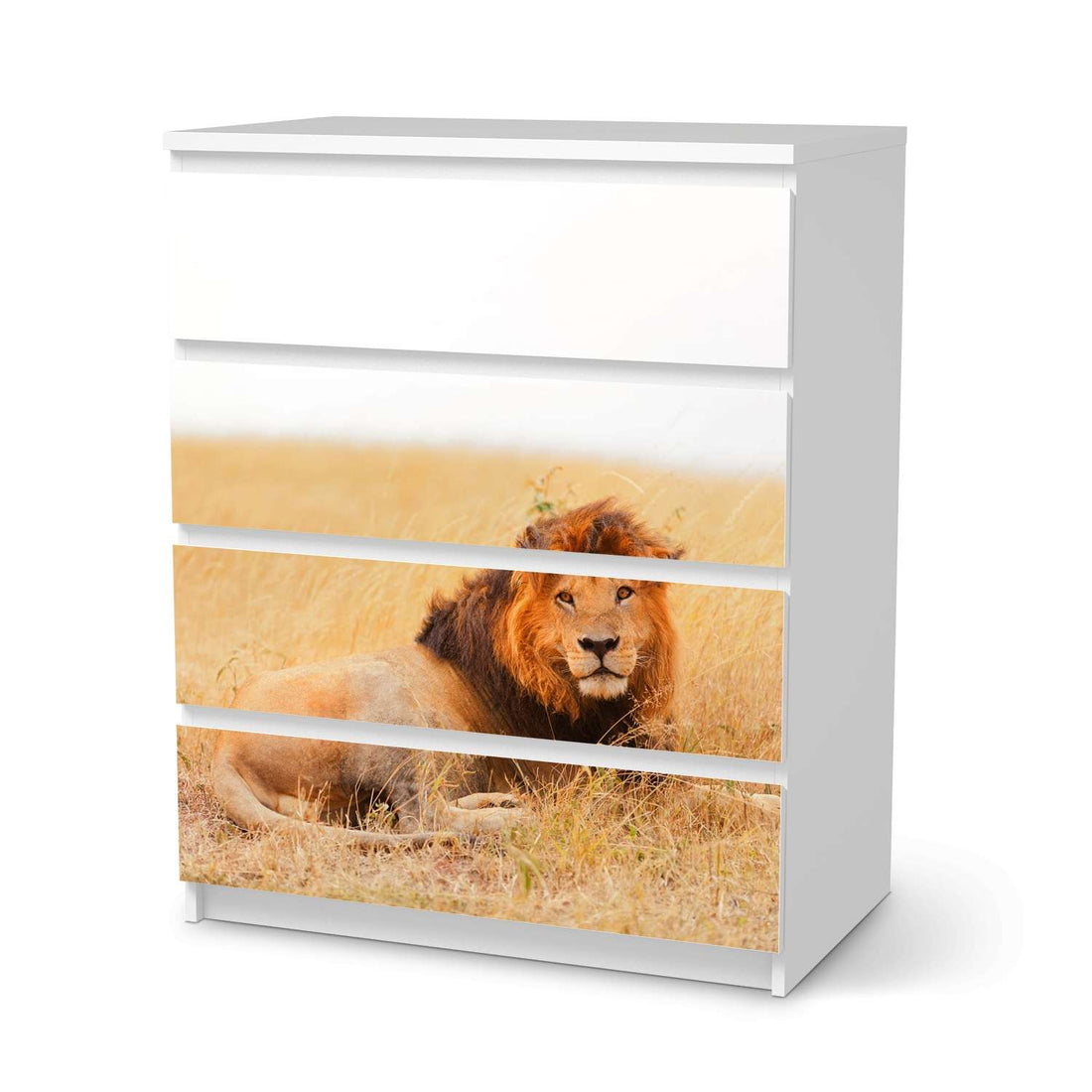 Folie für Möbel Lion King - IKEA Malm Kommode 4 Schubladen  - weiss