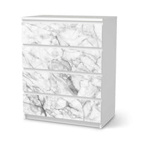 Folie für Möbel Marmor weiß - IKEA Malm Kommode 4 Schubladen  - weiss