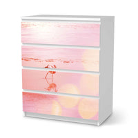 Folie für Möbel Mr. Flamingo - IKEA Malm Kommode 4 Schubladen  - weiss