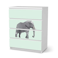 Folie für Möbel Origami Elephant - IKEA Malm Kommode 4 Schubladen  - weiss