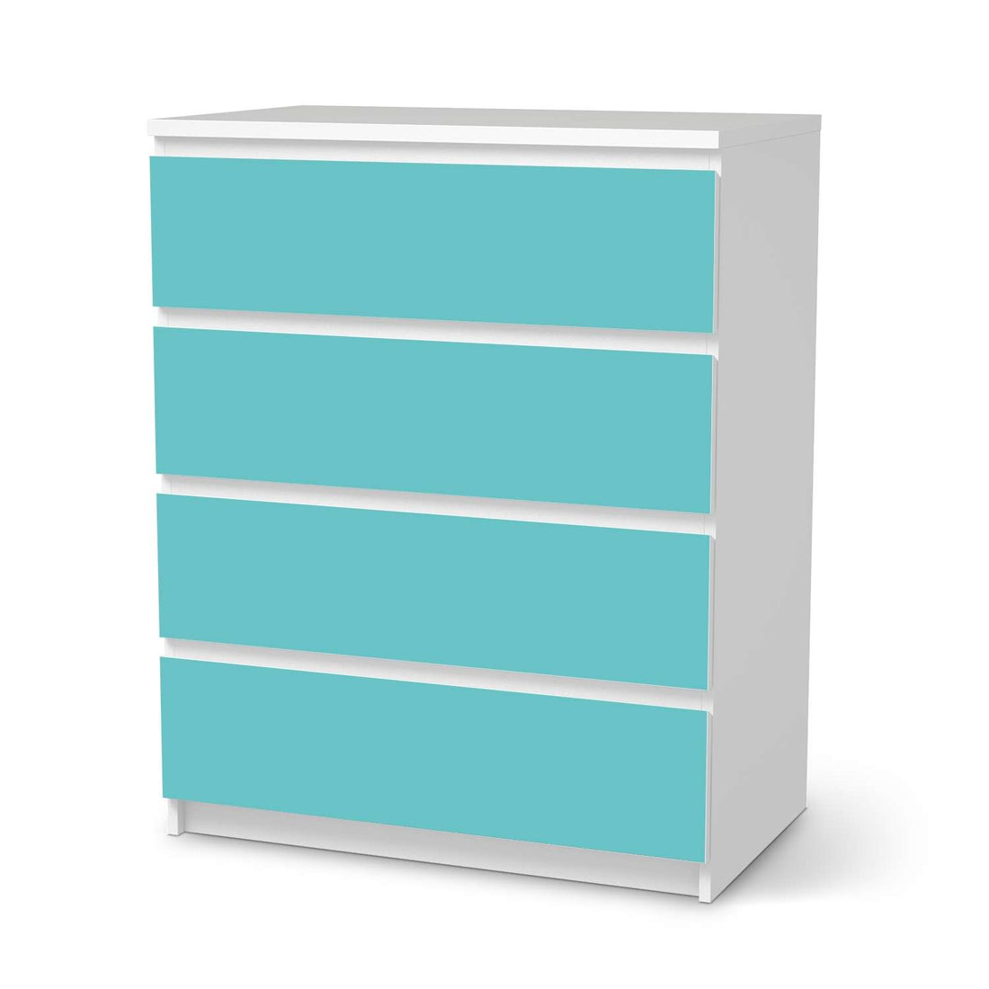 Folie für Möbel Türkisgrün Light - IKEA Malm Kommode 4 Schubladen  - weiss