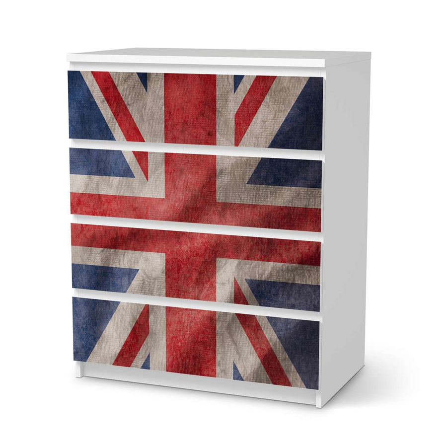 Folie für Möbel Union Jack - IKEA Malm Kommode 4 Schubladen  - weiss