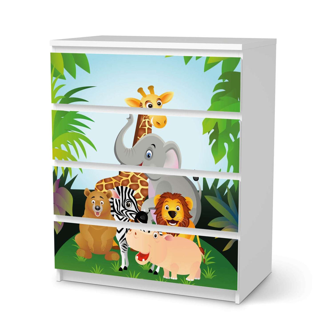 Folie für Möbel Wild Animals - IKEA Malm Kommode 4 Schubladen  - weiss