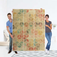 Folie für Möbel 3D Retro - IKEA Pax Schrank 201 cm Höhe - 3 Türen - Folie