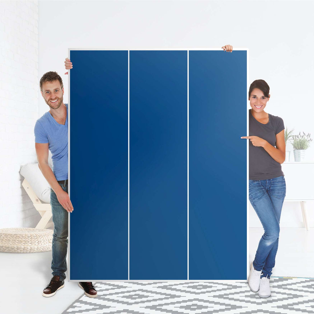 Folie für Möbel Blau Dark - IKEA Pax Schrank 201 cm Höhe - 3 Türen - Folie