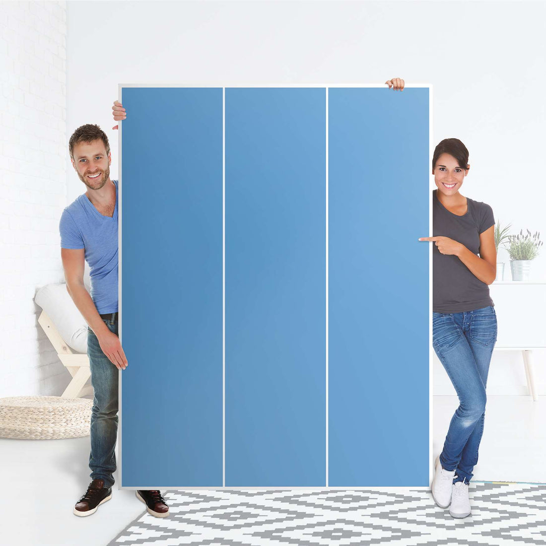 Folie für Möbel Blau Light - IKEA Pax Schrank 201 cm Höhe - 3 Türen - Folie