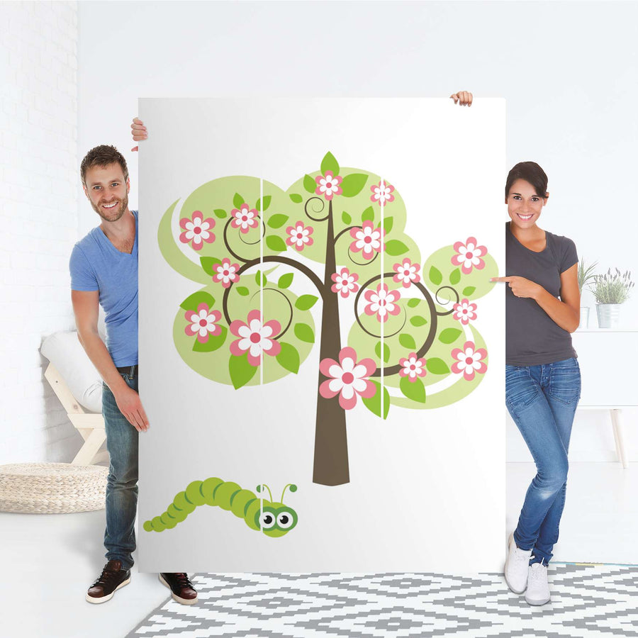 Folie für Möbel Blooming Tree - IKEA Pax Schrank 201 cm Höhe - 3 Türen - Folie