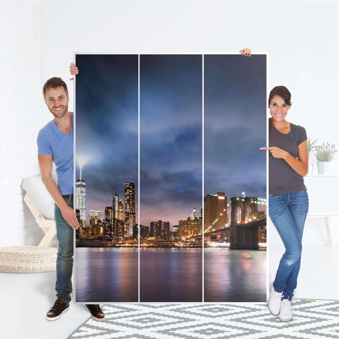 Folie für Möbel Brooklyn Bridge - IKEA Pax Schrank 201 cm Höhe - 3 Türen - Folie