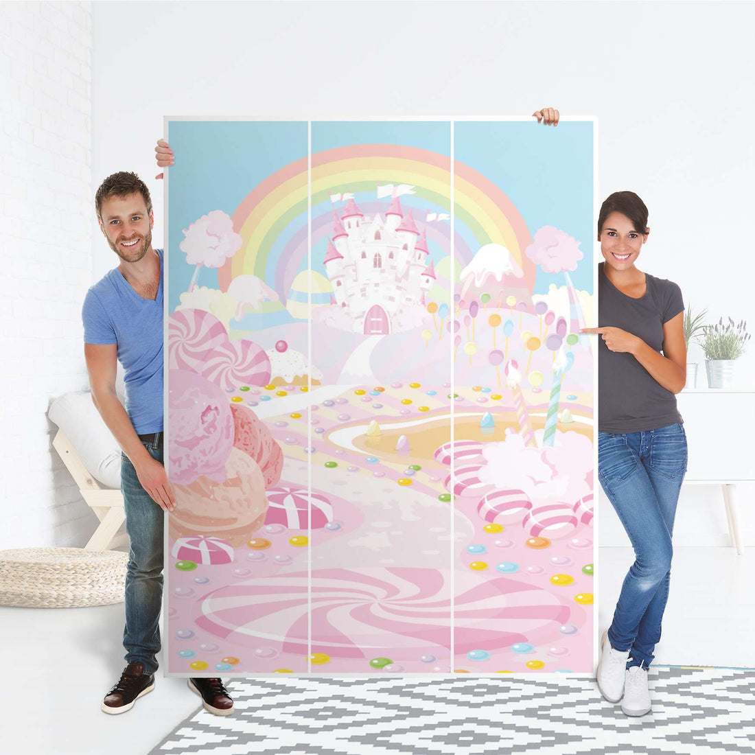 Folie für Möbel Candyland - IKEA Pax Schrank 201 cm Höhe - 3 Türen - Folie