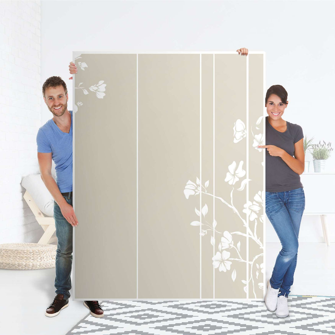 Folie für Möbel Florals Plain 3 - IKEA Pax Schrank 201 cm Höhe - 3 Türen - Folie