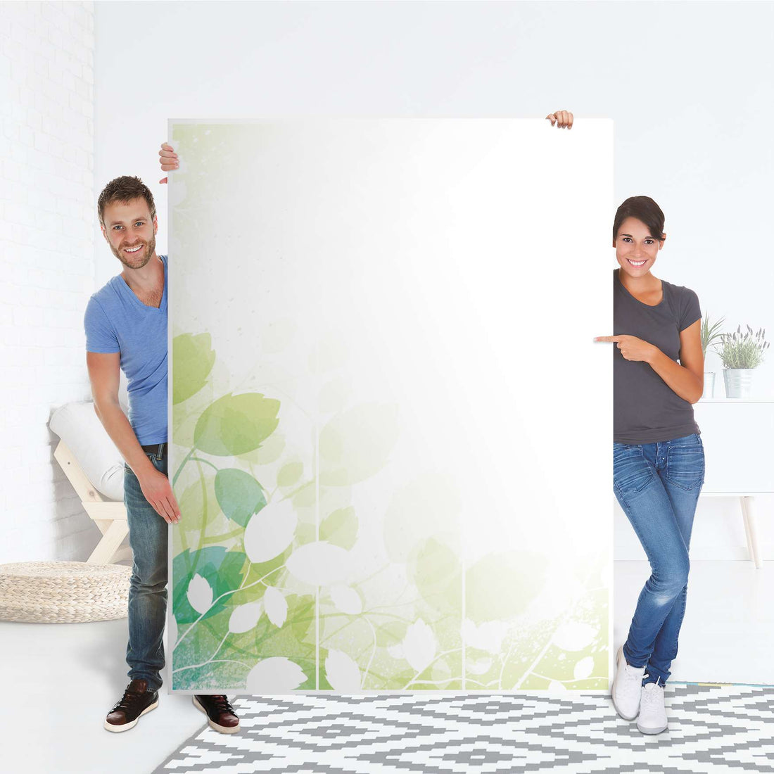 Folie für Möbel Flower Light - IKEA Pax Schrank 201 cm Höhe - 3 Türen - Folie