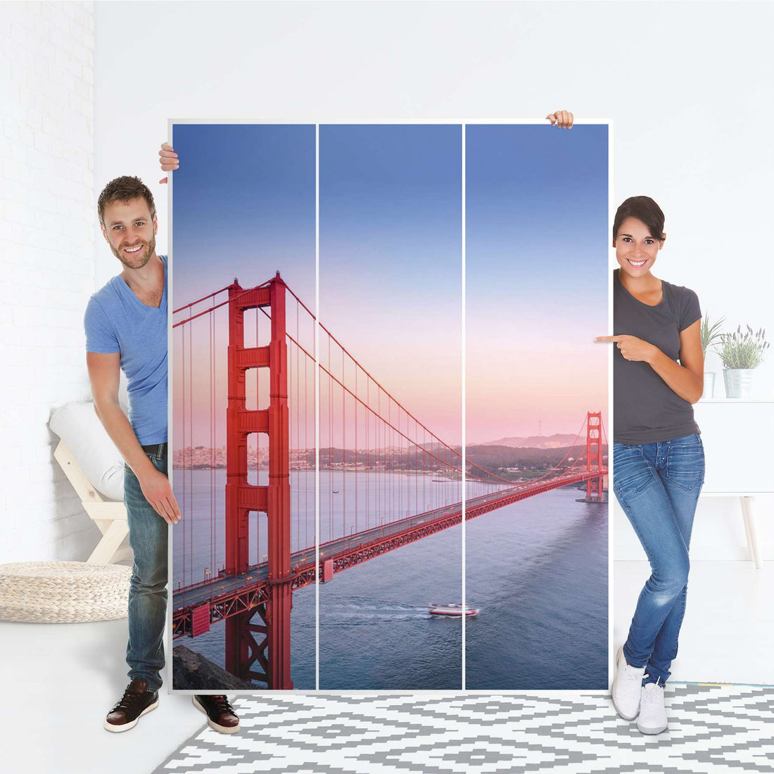 Folie für Möbel Golden Gate - IKEA Pax Schrank 201 cm Höhe - 3 Türen - Folie