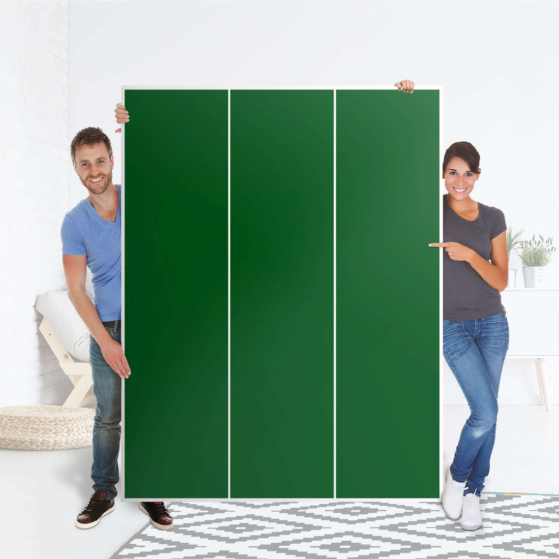 Folie für Möbel Grün Dark - IKEA Pax Schrank 201 cm Höhe - 3 Türen - Folie