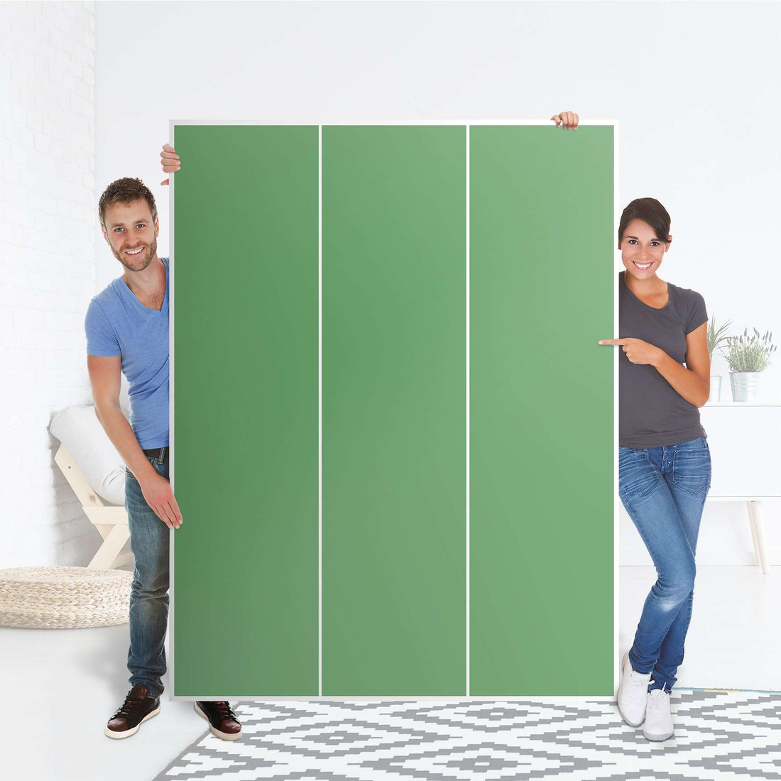 Folie für Möbel Grün Light - IKEA Pax Schrank 201 cm Höhe - 3 Türen - Folie
