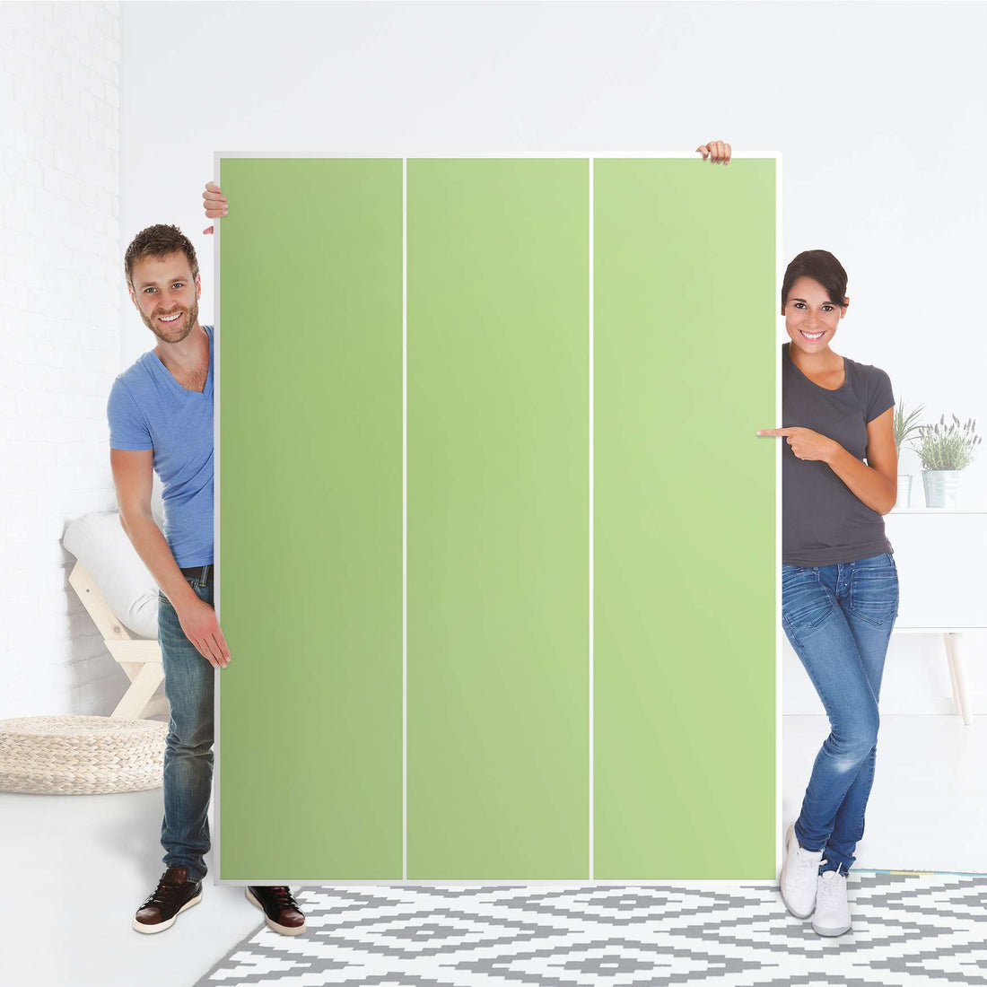 Folie für Möbel Hellgrün Light - IKEA Pax Schrank 201 cm Höhe - 3 Türen - Folie
