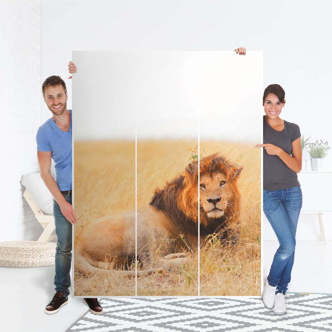 Folie für Möbel Lion King - IKEA Pax Schrank 201 cm Höhe - 3 Türen - Folie