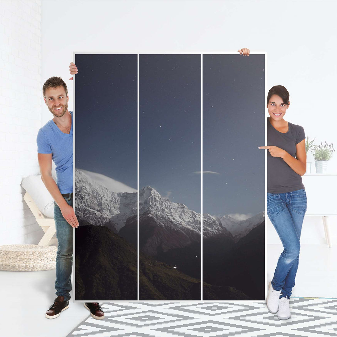 Folie für Möbel Mountain Sky - IKEA Pax Schrank 201 cm Höhe - 3 Türen - Folie