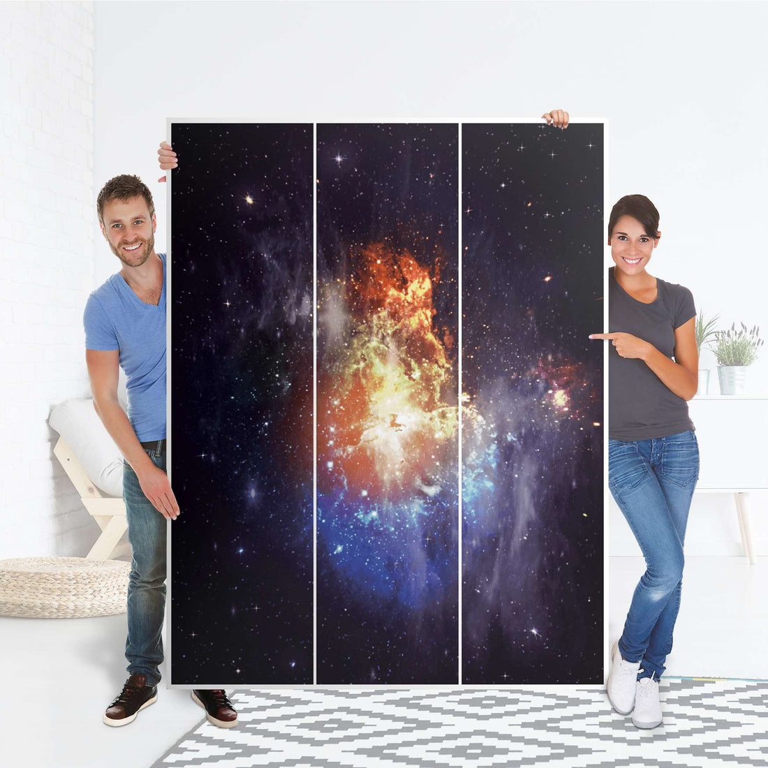 Folie für Möbel Nebula - IKEA Pax Schrank 201 cm Höhe - 3 Türen - Folie
