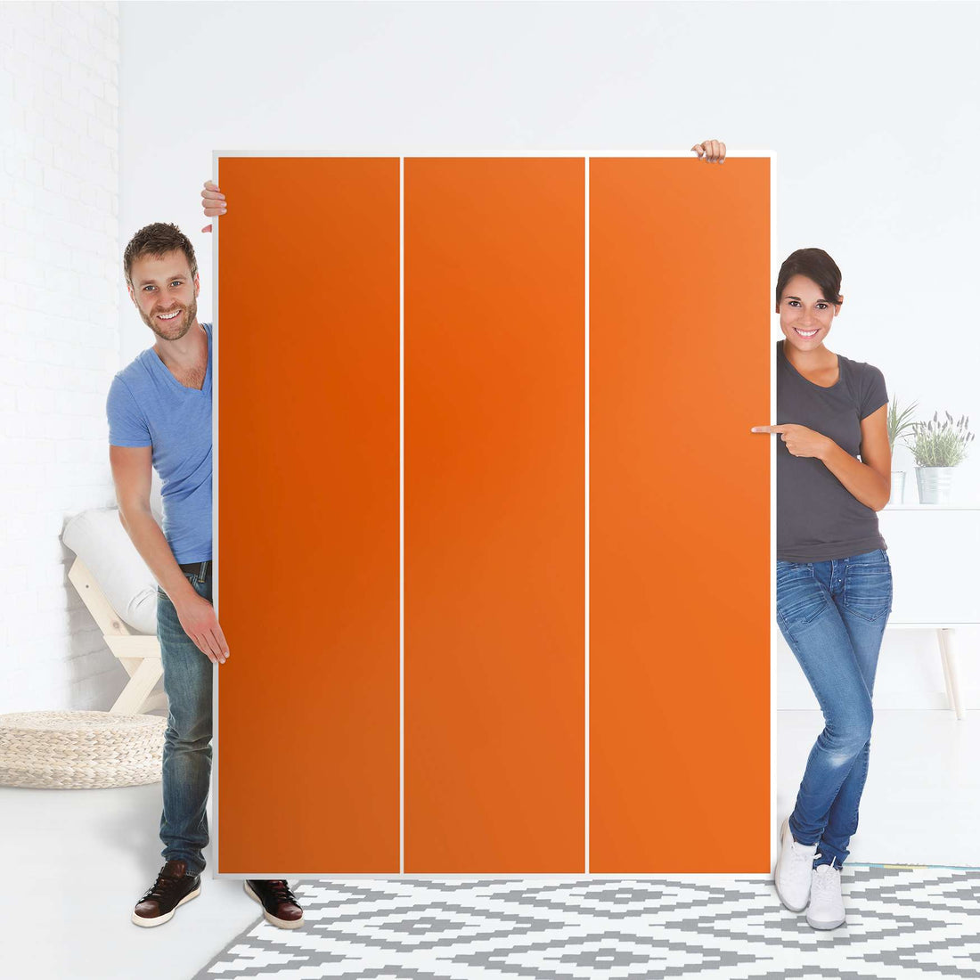 Folie für Möbel Orange Dark - IKEA Pax Schrank 201 cm Höhe - 3 Türen - Folie