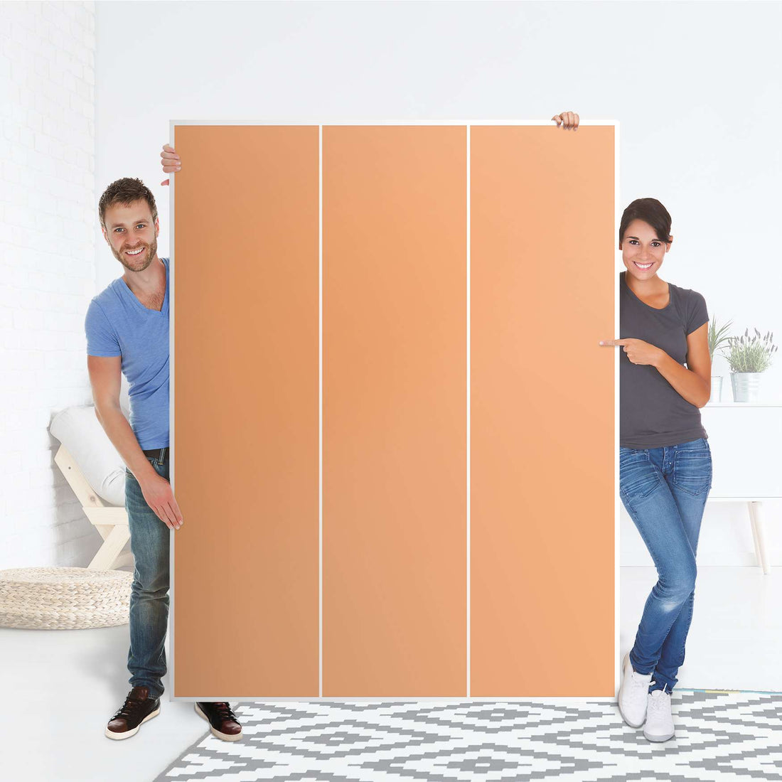 Folie für Möbel Orange Light - IKEA Pax Schrank 201 cm Höhe - 3 Türen - Folie