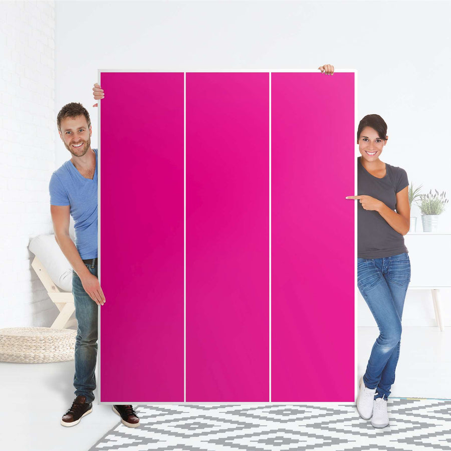 Folie für Möbel Pink Dark - IKEA Pax Schrank 201 cm Höhe - 3 Türen - Folie