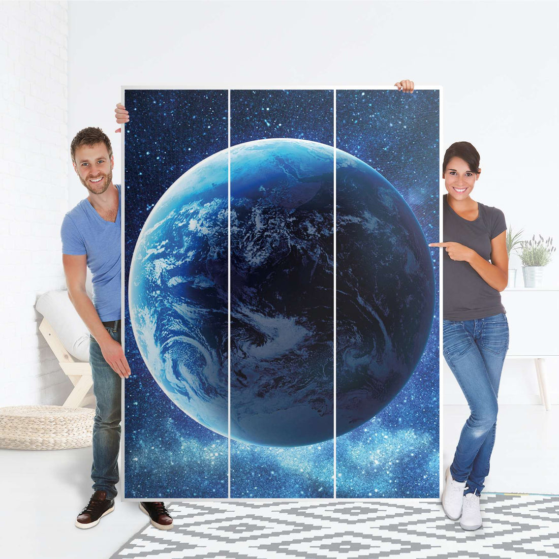 Folie für Möbel Planet Blue - IKEA Pax Schrank 201 cm Höhe - 3 Türen - Folie