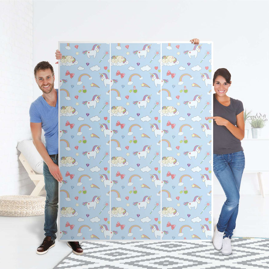 Folie für Möbel Rainbow Unicorn - IKEA Pax Schrank 201 cm Höhe - 3 Türen - Folie