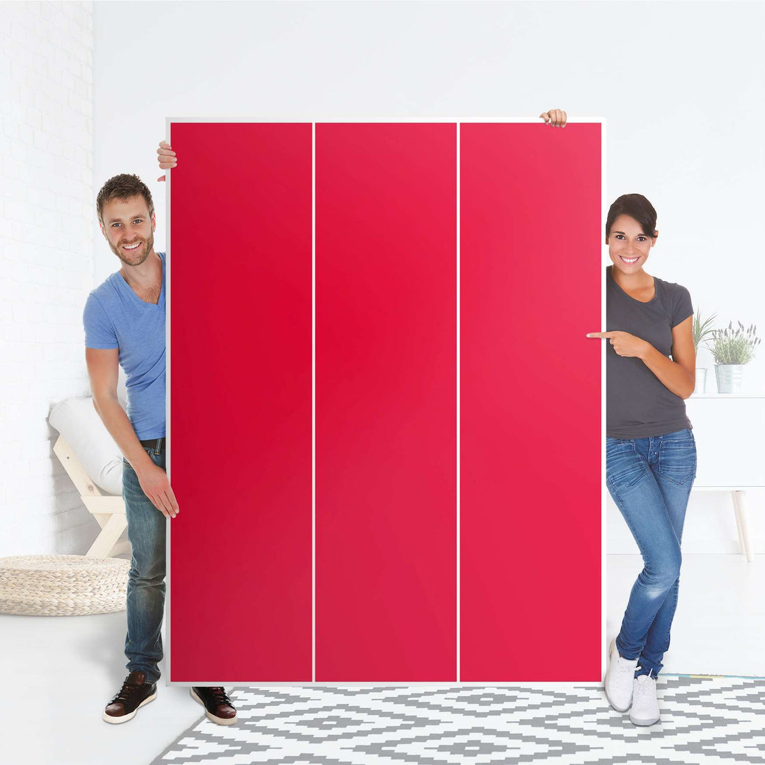 Folie für Möbel Rot Light - IKEA Pax Schrank 201 cm Höhe - 3 Türen - Folie