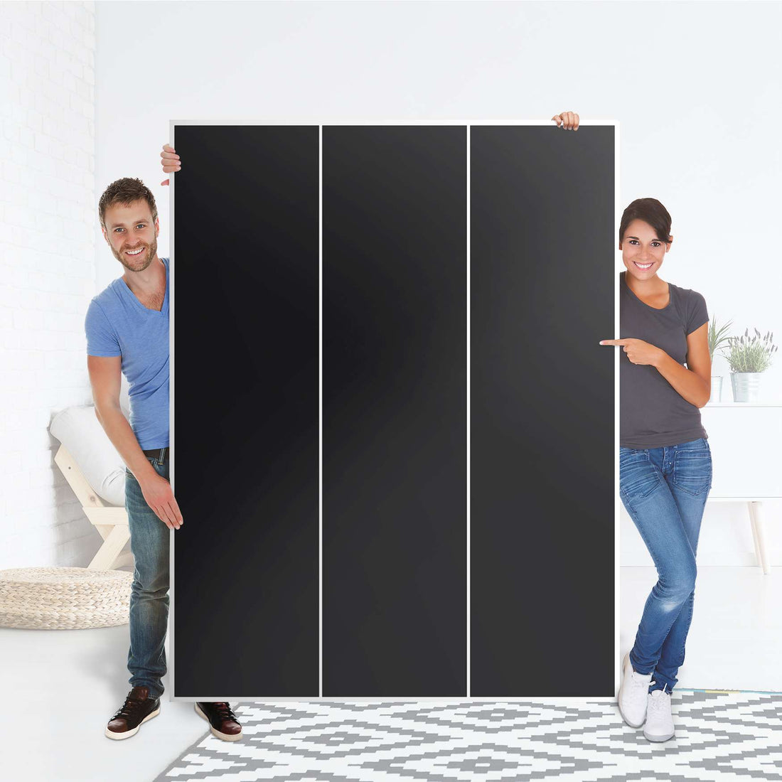 Folie für Möbel Schwarz - IKEA Pax Schrank 201 cm Höhe - 3 Türen - Folie