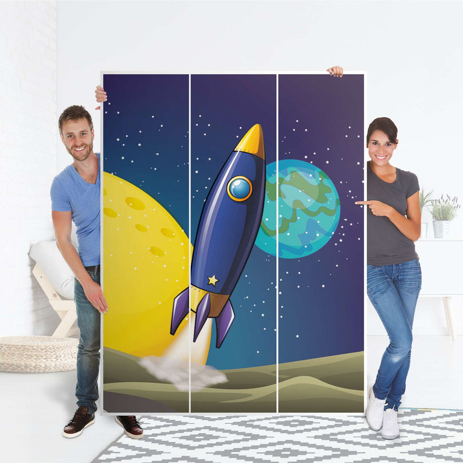 Folie für Möbel Space Rocket - IKEA Pax Schrank 201 cm Höhe - 3 Türen - Folie